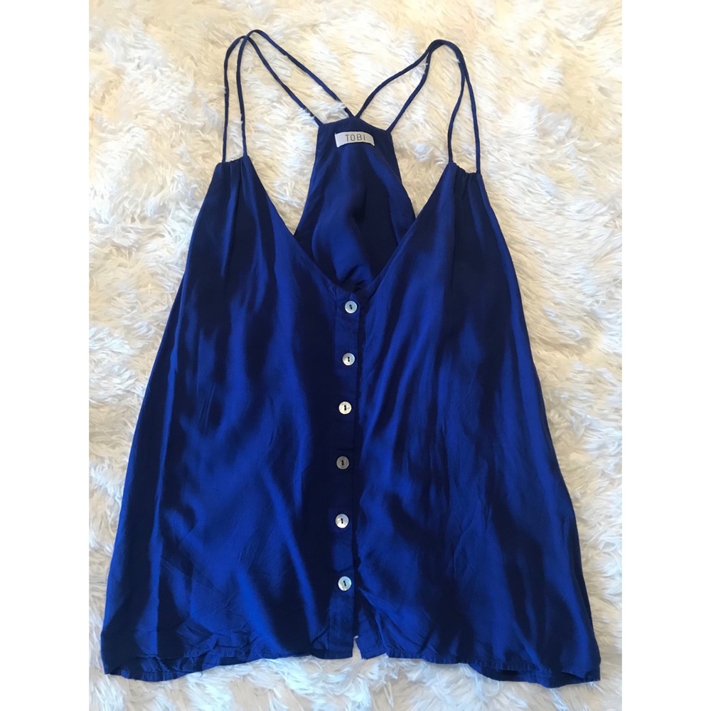 Tobi Royal Blue Tank Top with Buttons